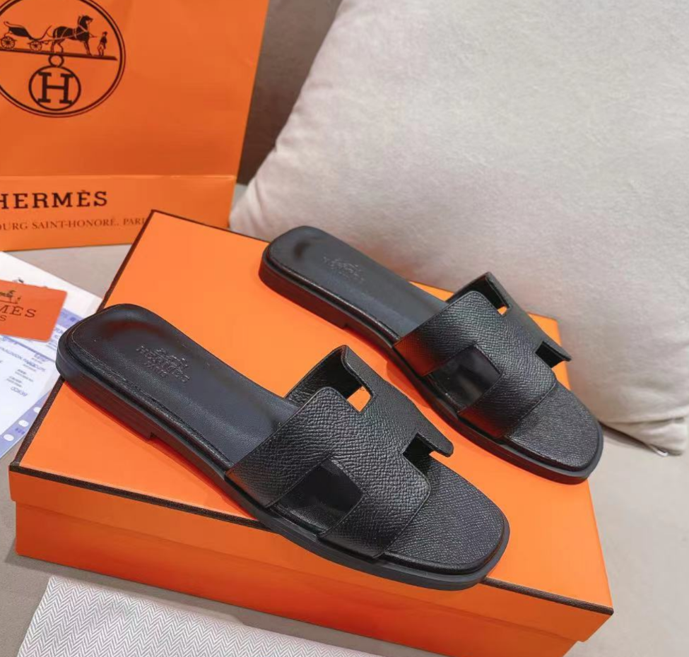 Hermes sheepskin leather outsole new slippers