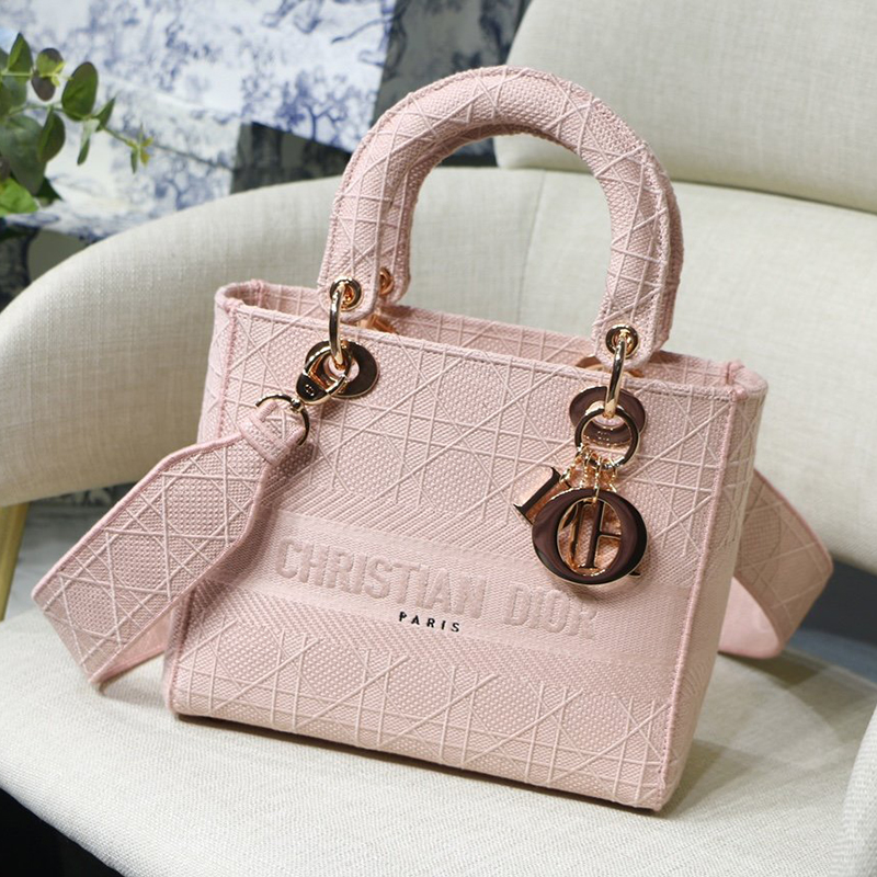 Dior The LADY D-LITE Bag Bois De Rose Cannage Embroidery M0565OREY_M957 AAA Quality