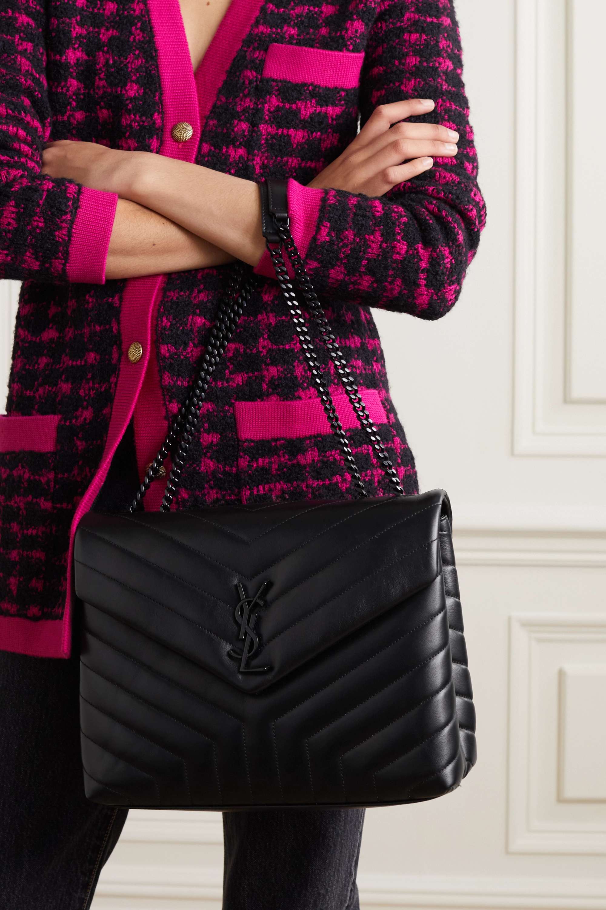 SAINT LAURENT Loulou medium quilted leather shoulder bag black