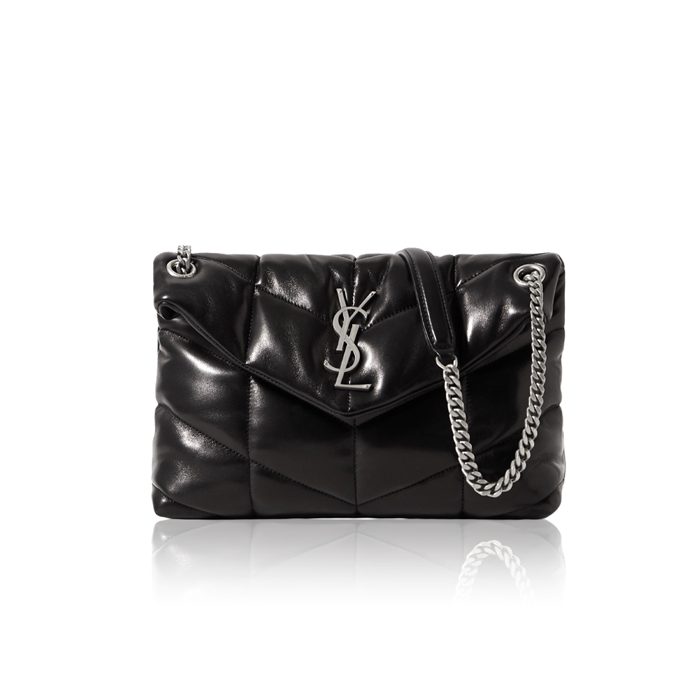 SAINT LAURENT Loulou Puffer small quilted leather shoulder bag black