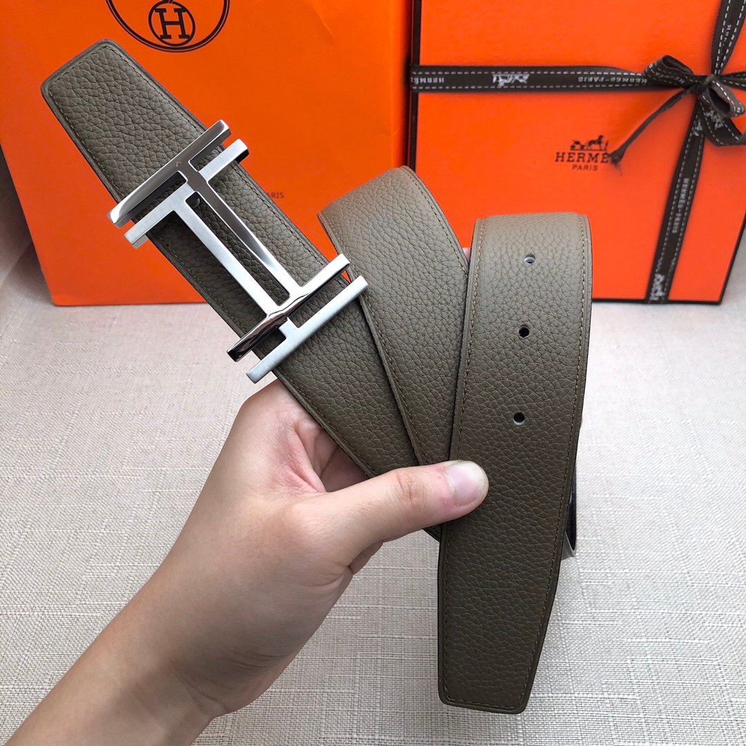 Hermes H Belt Buckle & Reversible Brown Belt 380MM