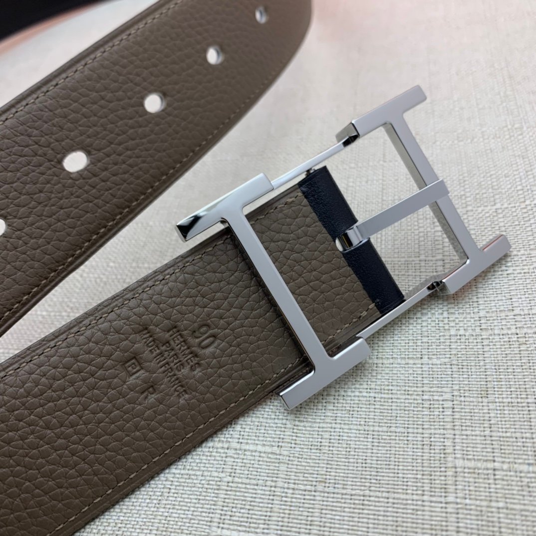 Hermes H Belt Buckle & Reversible Brown Belt 380MM