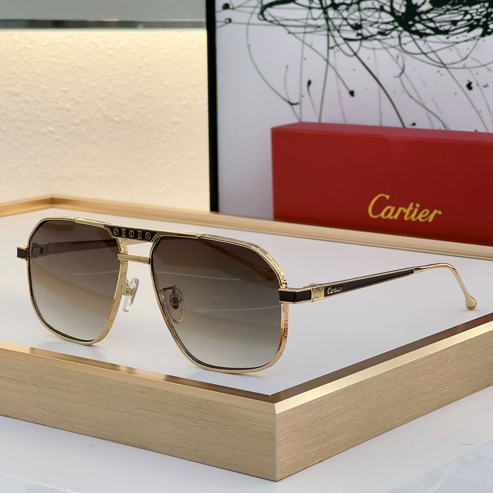 Cartier Metal Mirror Leg Logo Sunglasses Top quality