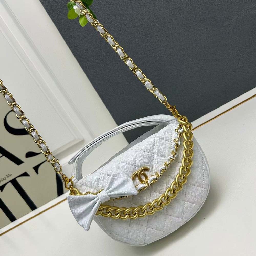 Chanel Calfskin Pouch on Gold Chain