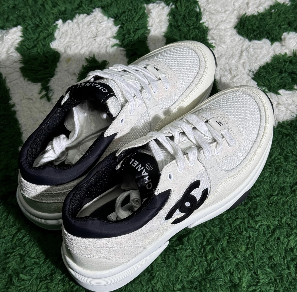 Chanel black and white panda running shoes