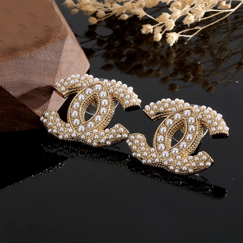 Chanel Chanel Classic Double C Pearl Stud Earrings