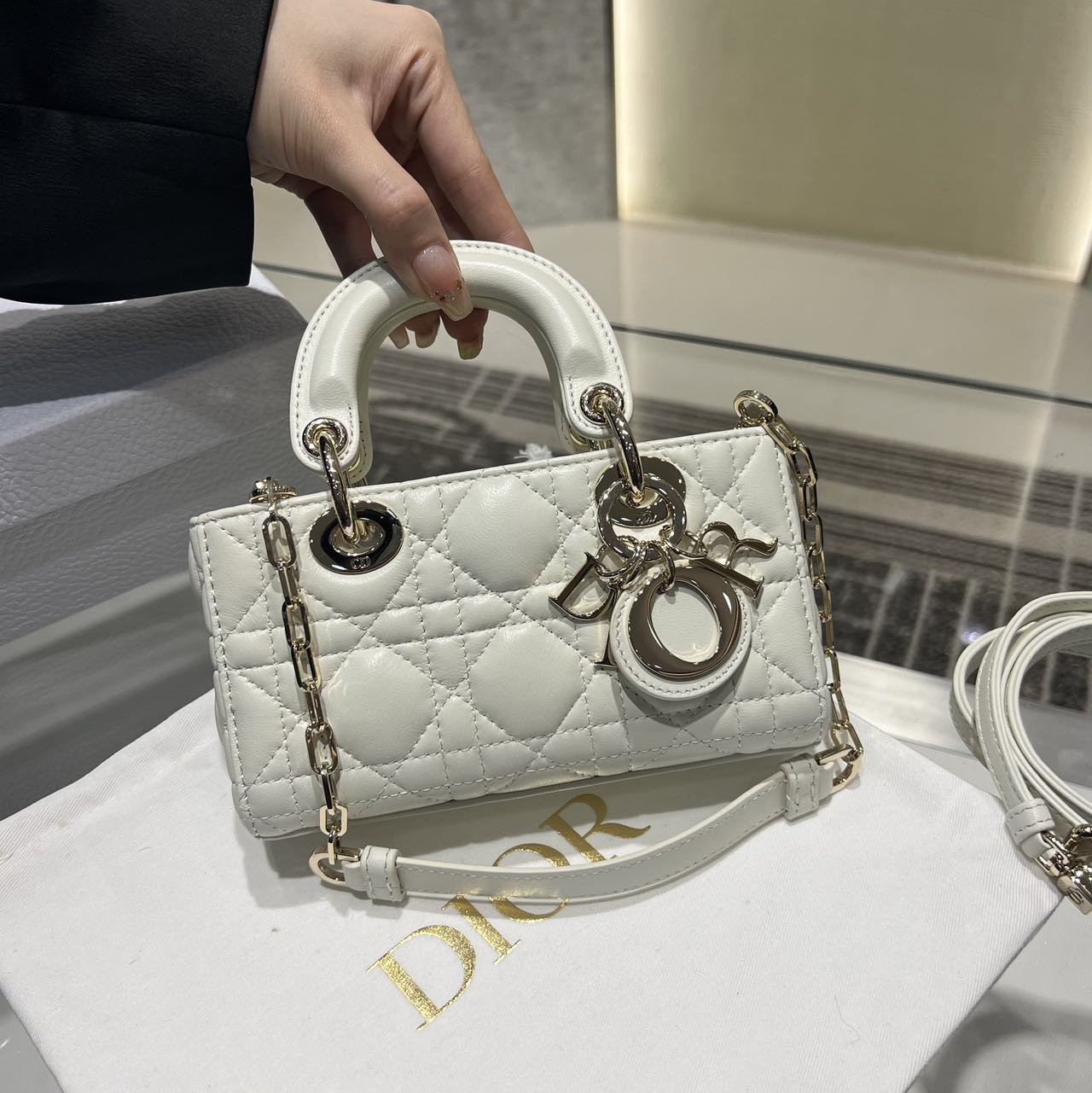Dior Small Lady D-Joy Bag White
