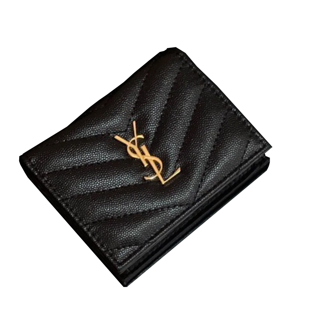 Saint Laurent YSL Monogram Caviar Leather Wallet