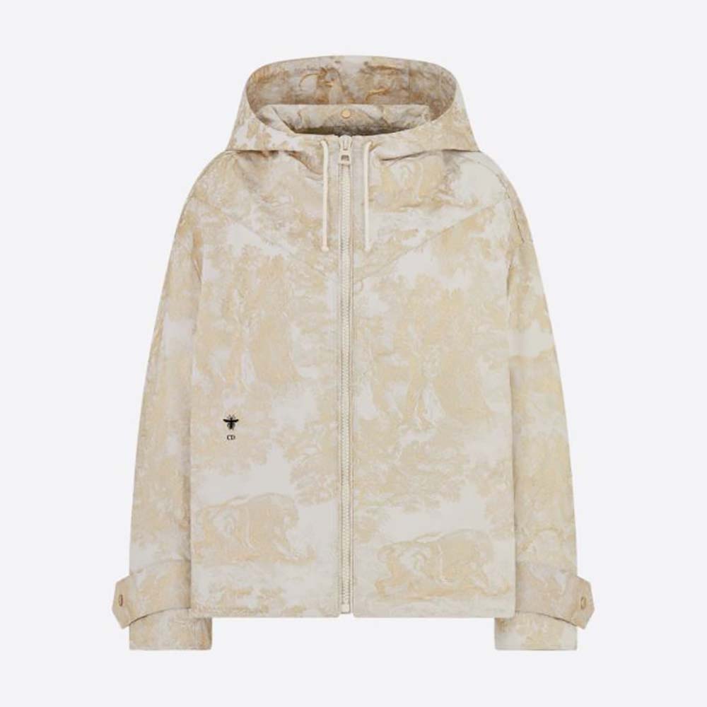Dior Women D-Way Windbreaker Gold-Tone Technical Taffeta Jacquard
