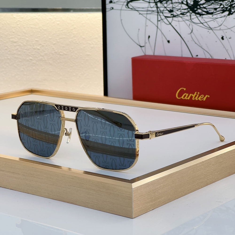Cartier Metal Mirror Leg Logo Sunglasses Top quality