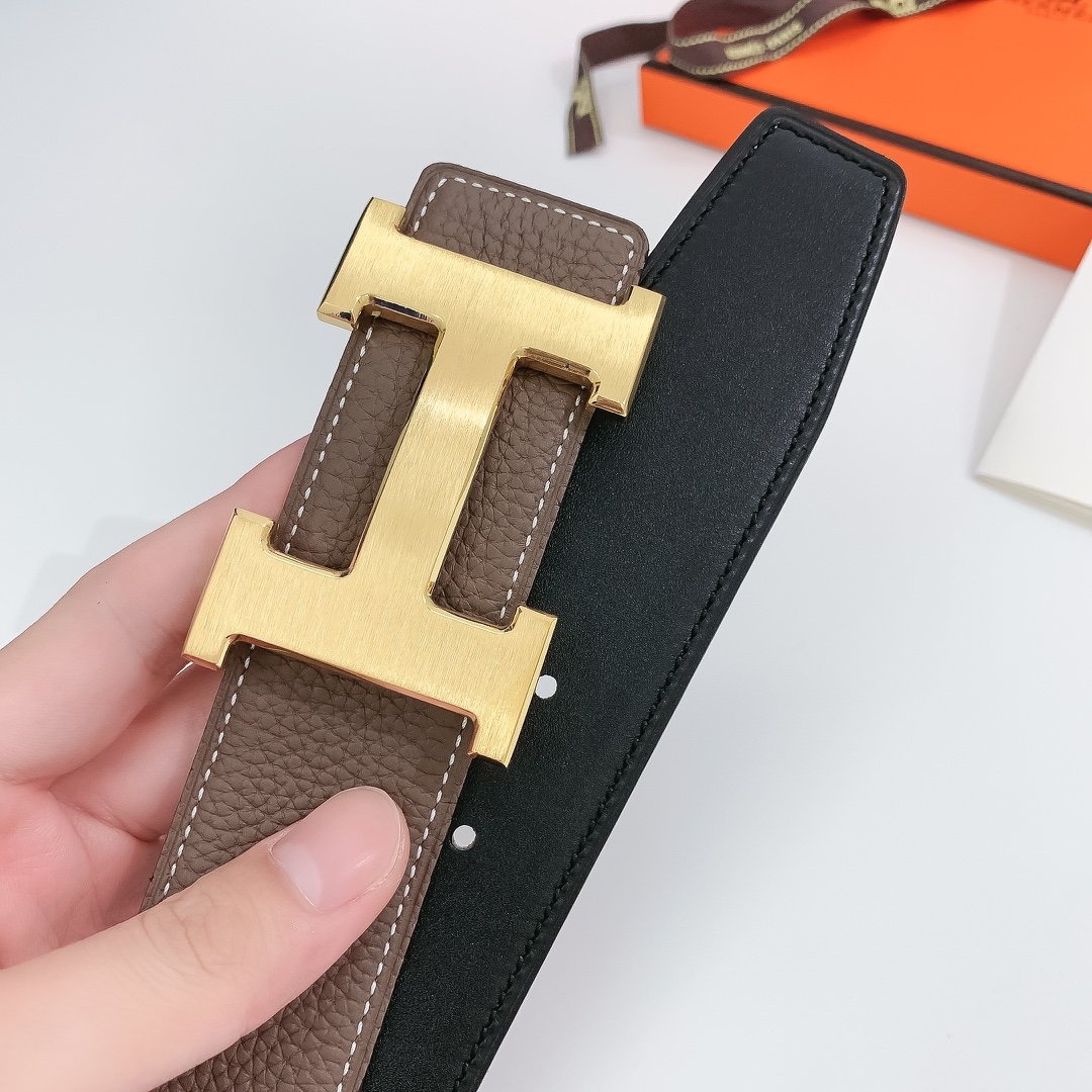 Hermes H Belt Buckle & Reversible Brown Belt 380MM