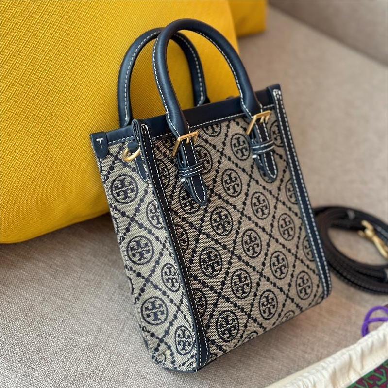 Tory Burch Mini T Monogram Jacquard North-South Tote Bag