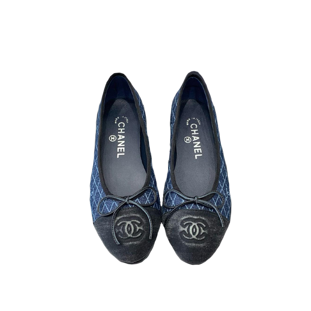 Chanel ballet  Flat bow splicing shoes