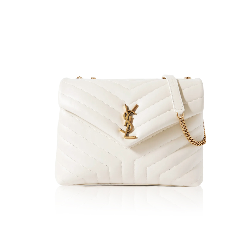 Yve SAINT LAURENT YSL Loulou medium quilted leather shoulder bag white