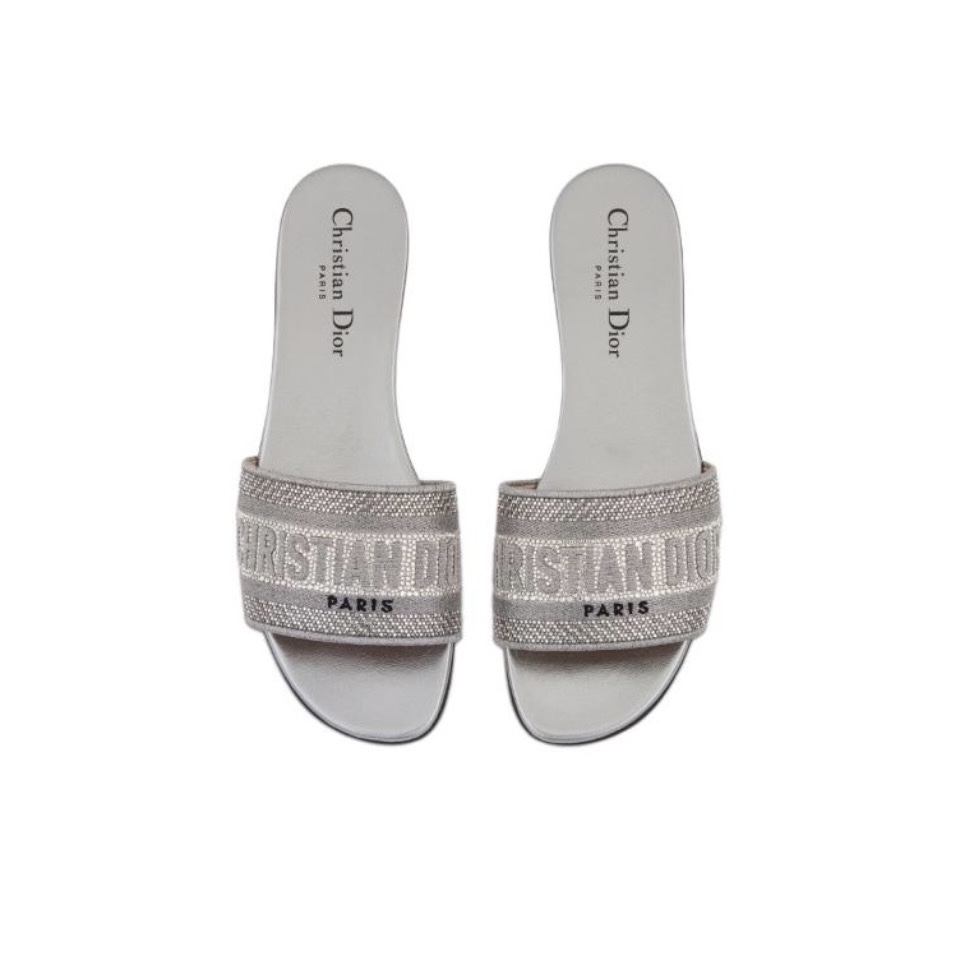 Dior DWAY Slide Slipper Sandals With Diamonds