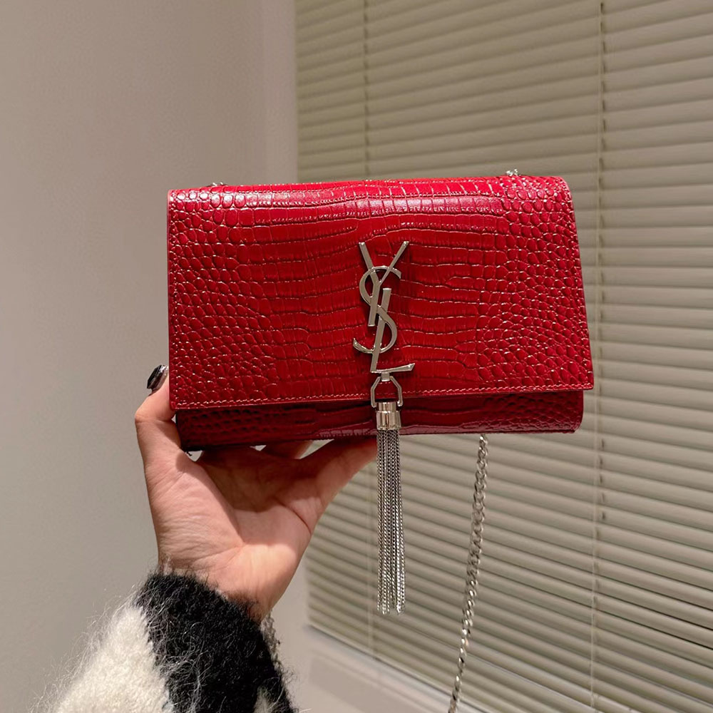 Saint Laurent YSL Kate Tassel Crocodile Leather Bag