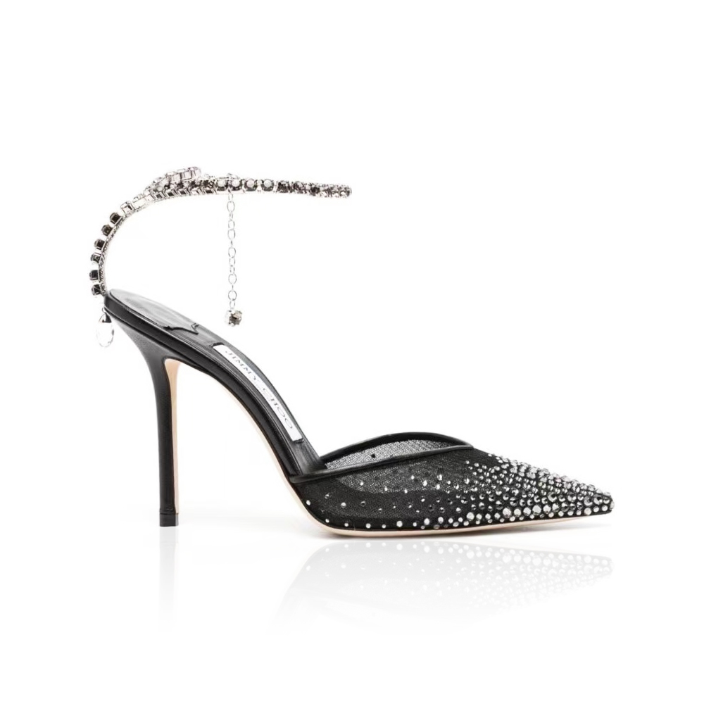 Jimmy Choo Saeda 10CM Slim Heel Slide Sandal