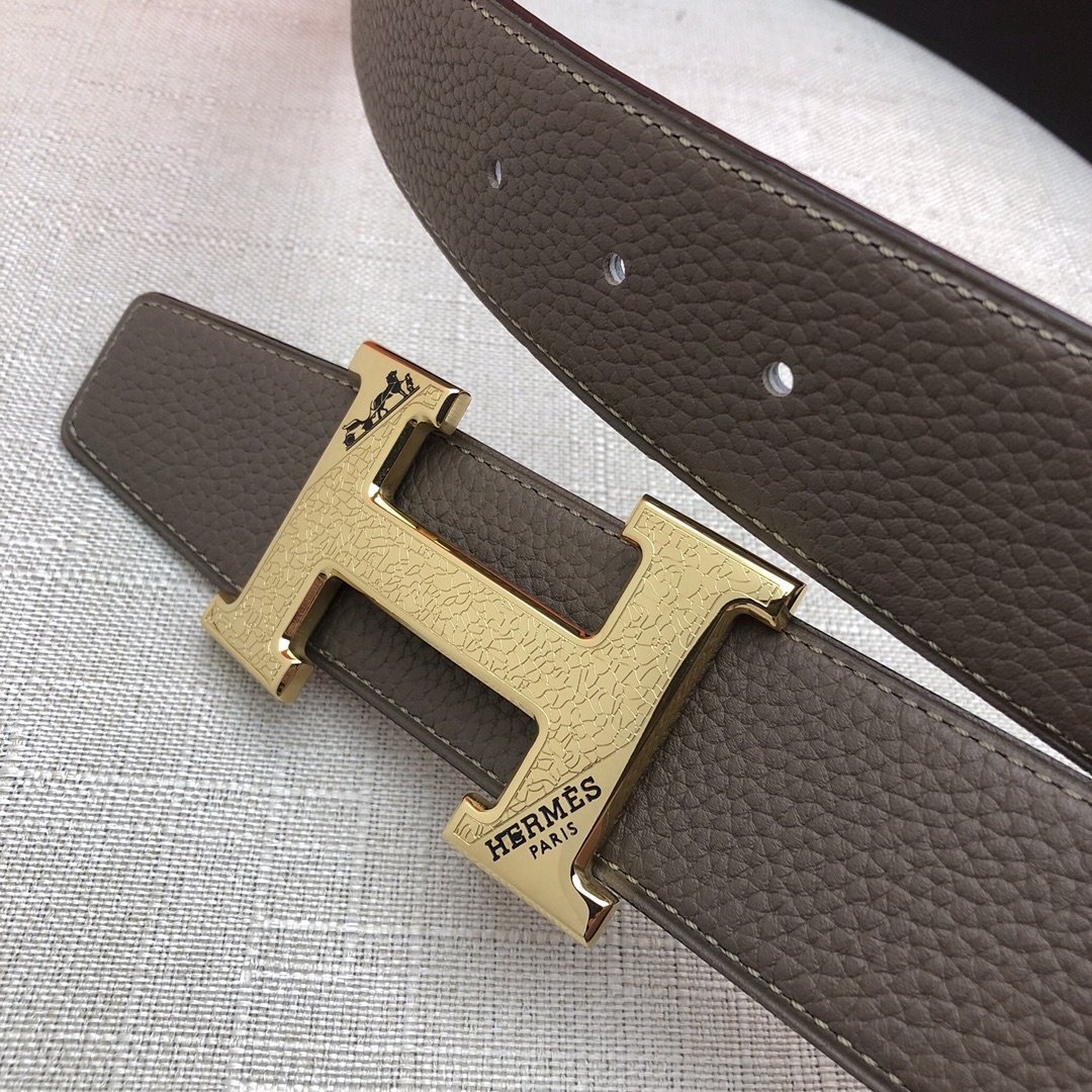 Hermes H Belt Buckle & Reversible Black Belt 380MM