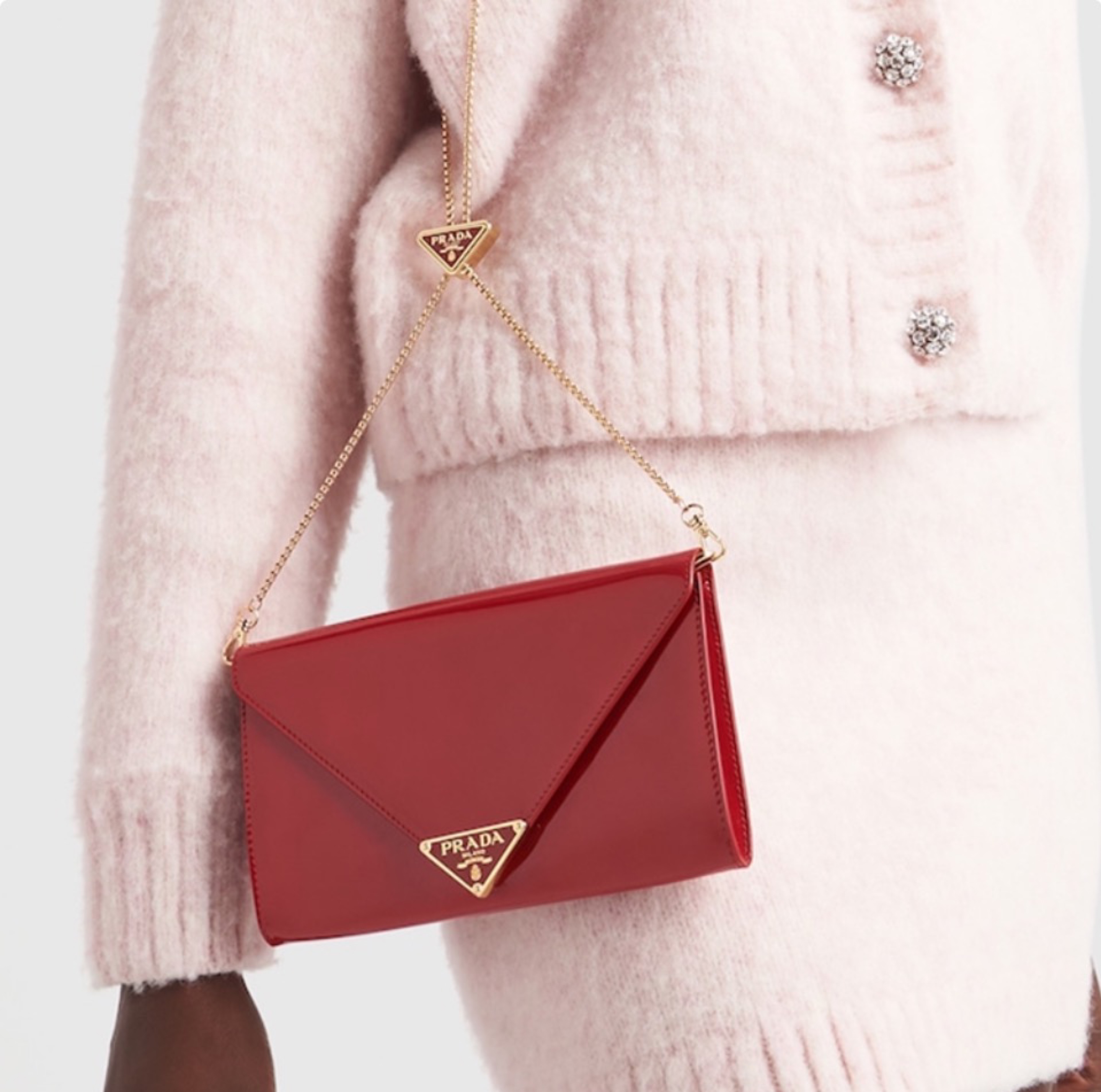 Prada Leather Clutch Shoulder Bag Handbag