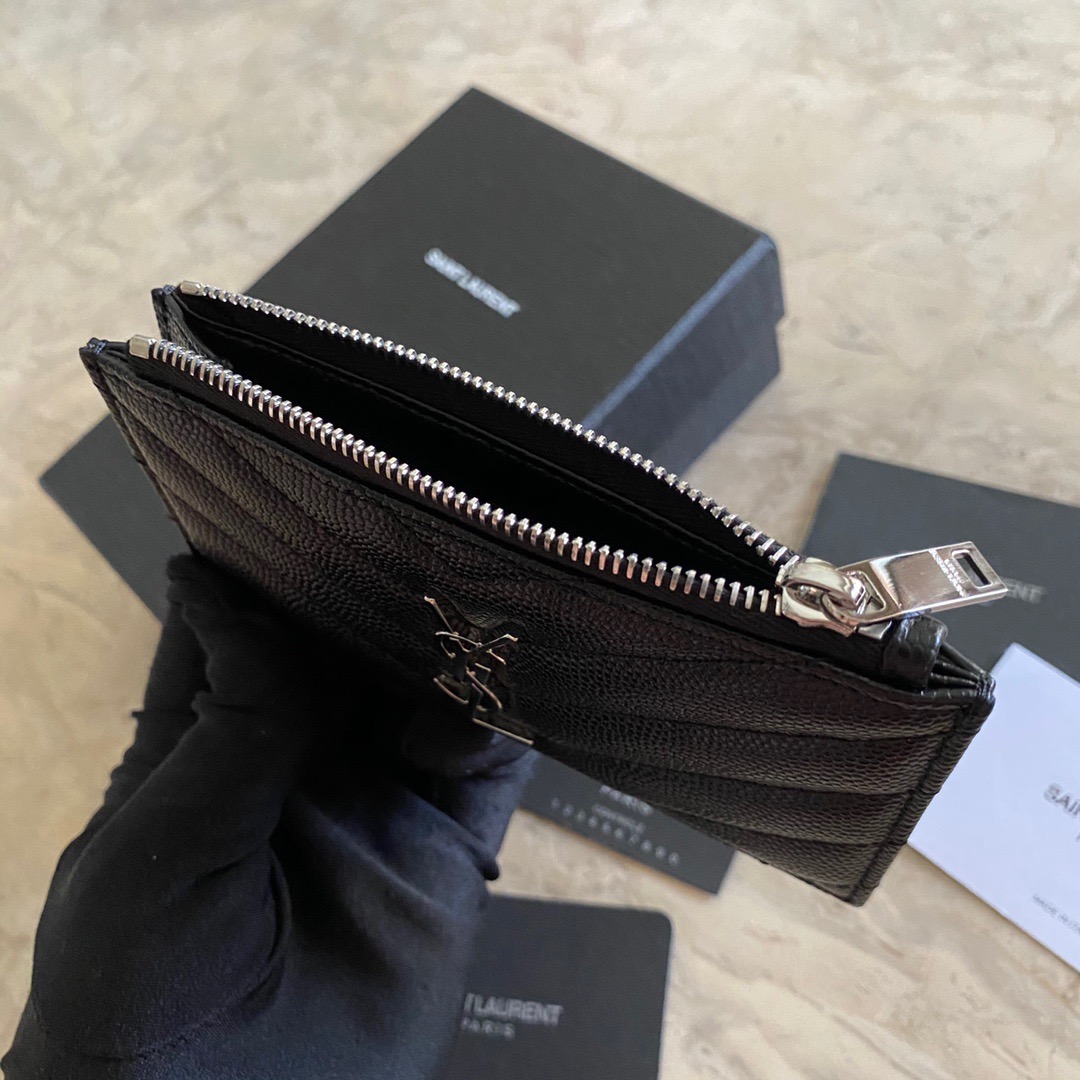 Saint Laurent Caviar Zip Card Holder
