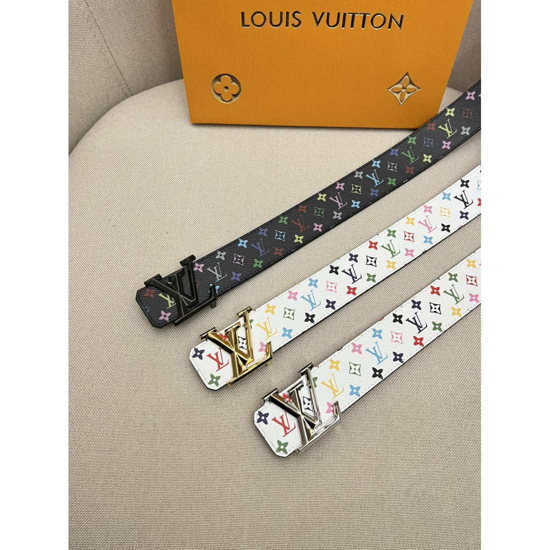 Lv Top Layer Cowhide 24k Pure Steel Buckle Men's Belts