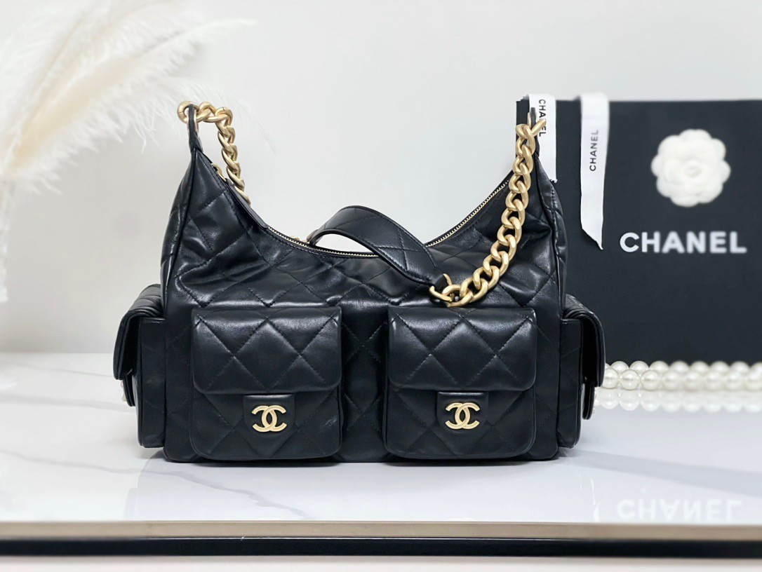 Chanel hippie bag hobo large raw leather