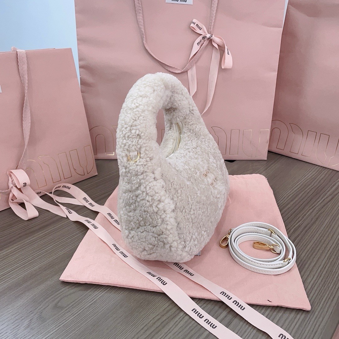 Miumiu Wander Small Shearling Crescent Bag