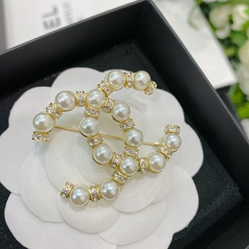 Chanel Double C Pearl Brooch Jewelry
