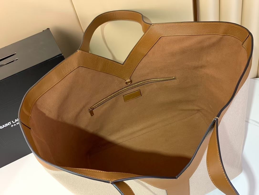 Saint Laurent  Y leather and canvas tote bag