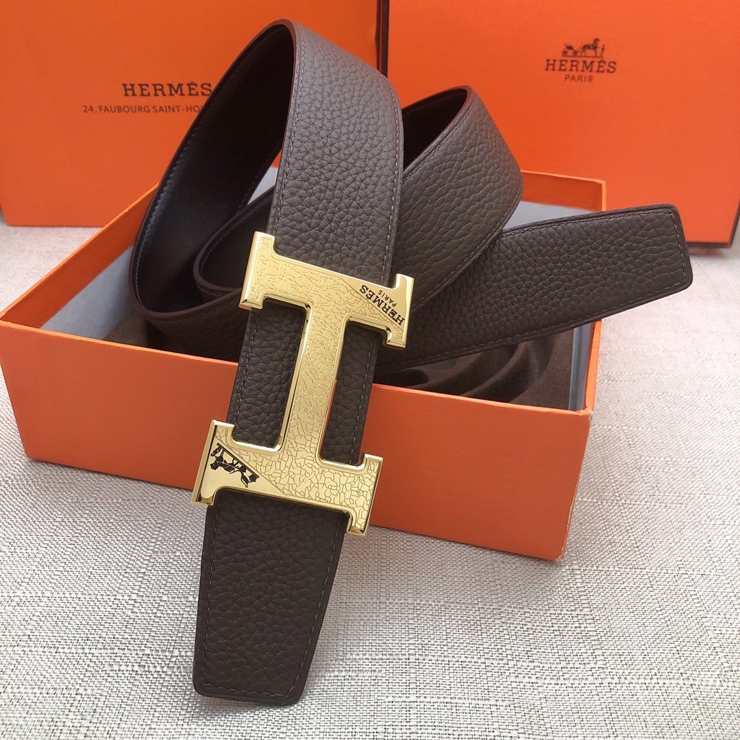 Hermes H Belt Buckle & Reversible Black Belt 380MM