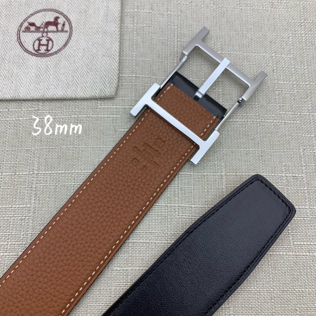 Hermes H Belt Buckle & Reversible Brown Belt 380MM