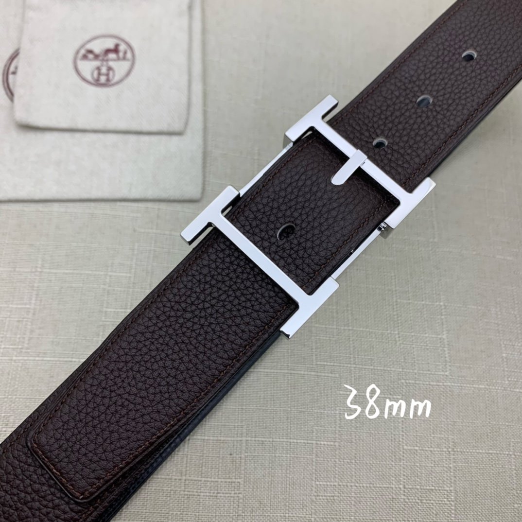 Hermes H Belt Buckle & Reversible Black Belt 380MM