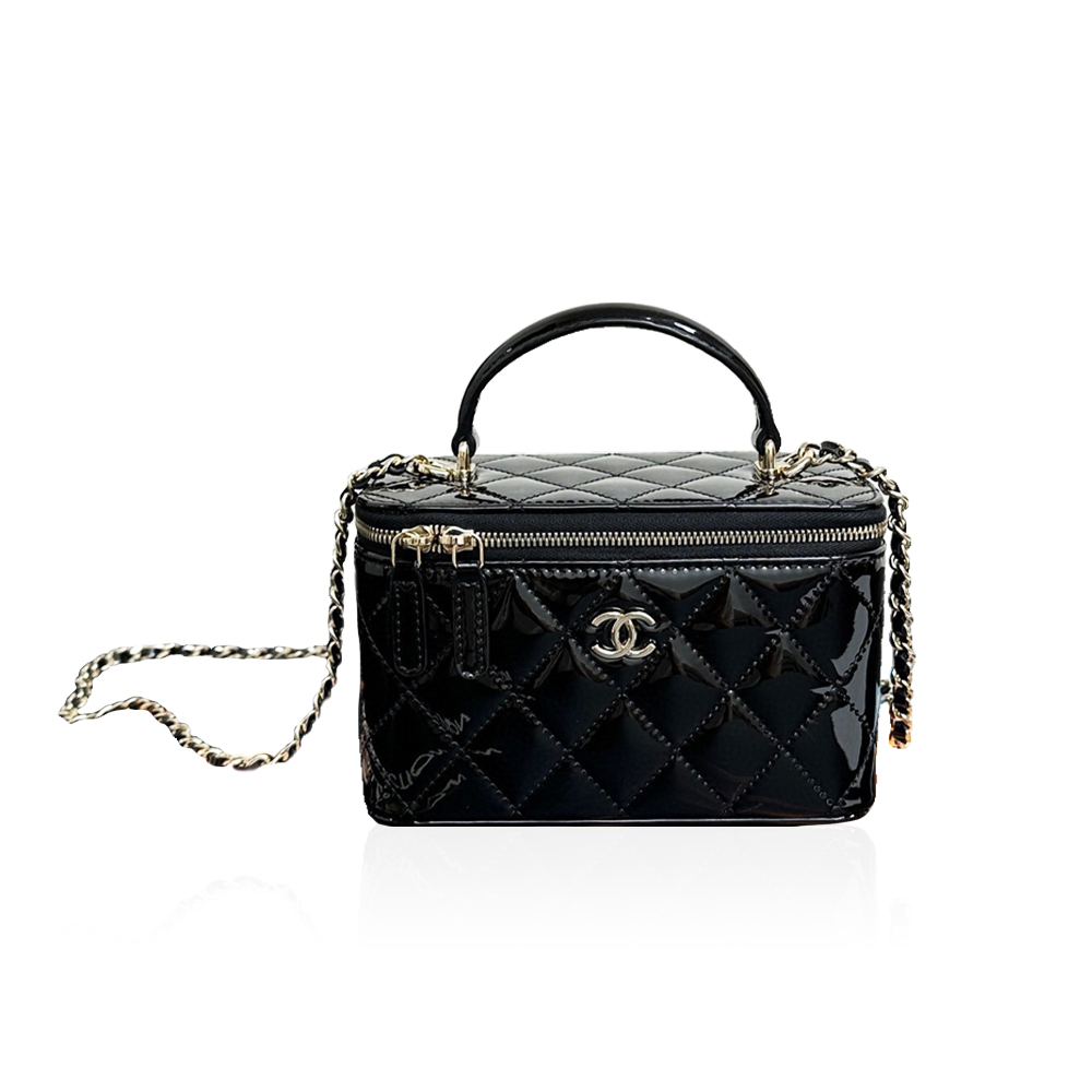 Chanel patent leather handle box bag
