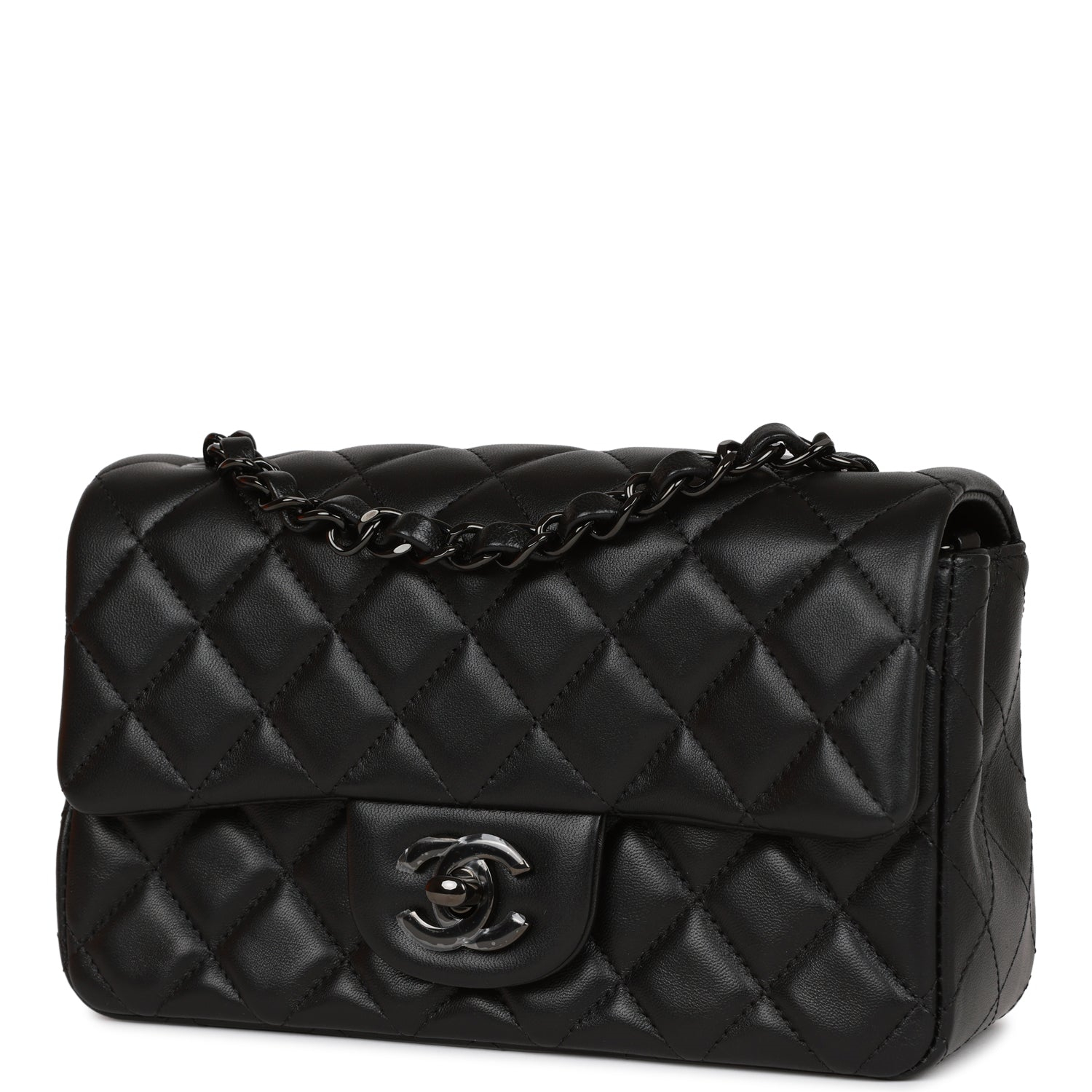 Chanel Classic Flag Bag Flap Bag SO Black Lambskin 20CM