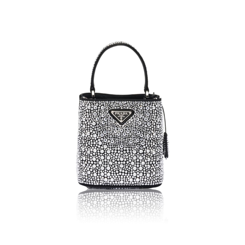 Prada Panier Crystal Tote Shoulder Messenger Bag