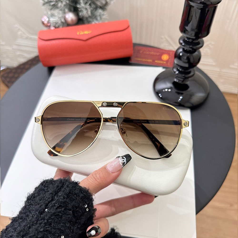 Cartier  Metal irregular Line Sunglasses Top quality