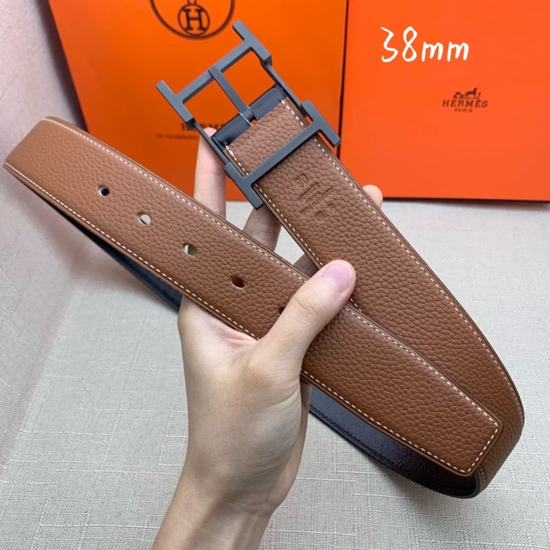 Hermes H Belt Buckle & Reversible Brown Belt 380MM