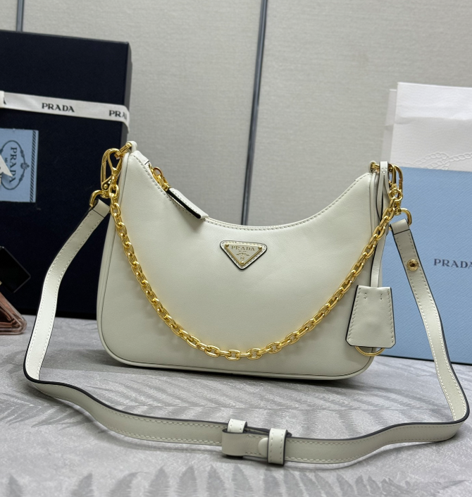 PRADA New Plain White Armpit Bag