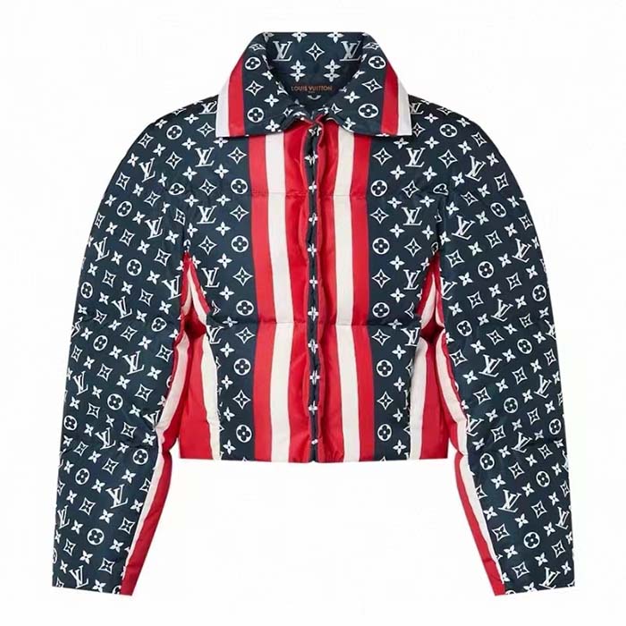 Louis Vuitton LV Men Tricolor Monogram Puffer Jacket Polyamide Navy Red