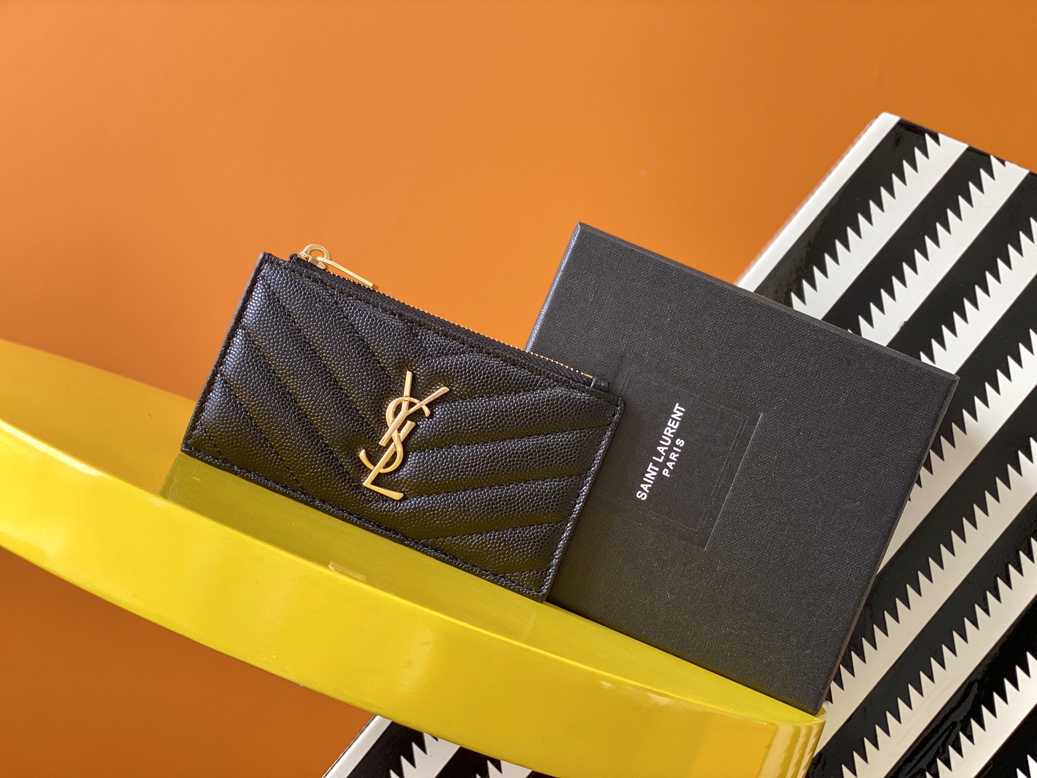 Saint Laurent Caviar Zip Card Holder