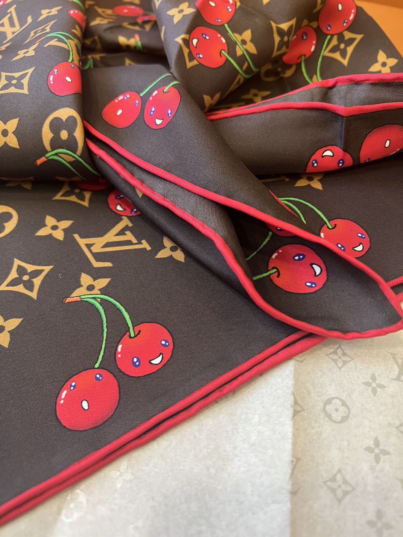 Louis Vuitton x TM Monogram Cerise square scarf