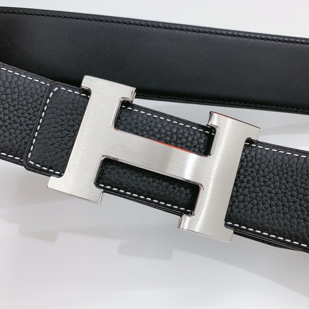 Hermes H Belt Buckle & Reversible Black Belt 380MM