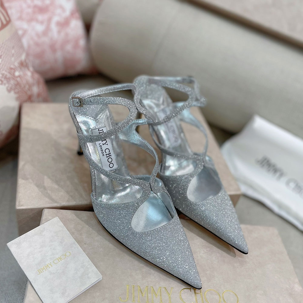 Jimmy Choo 8.5CM Slim Heel Strap Tip Slide Sandal