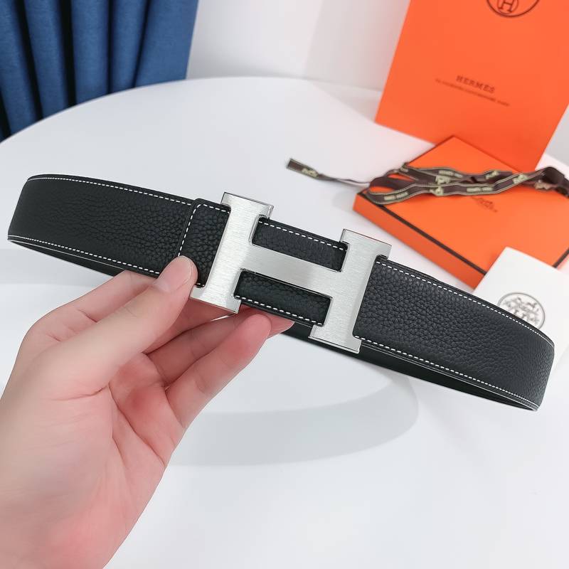 Hermes H Belt Buckle & Reversible Black Belt 380MM