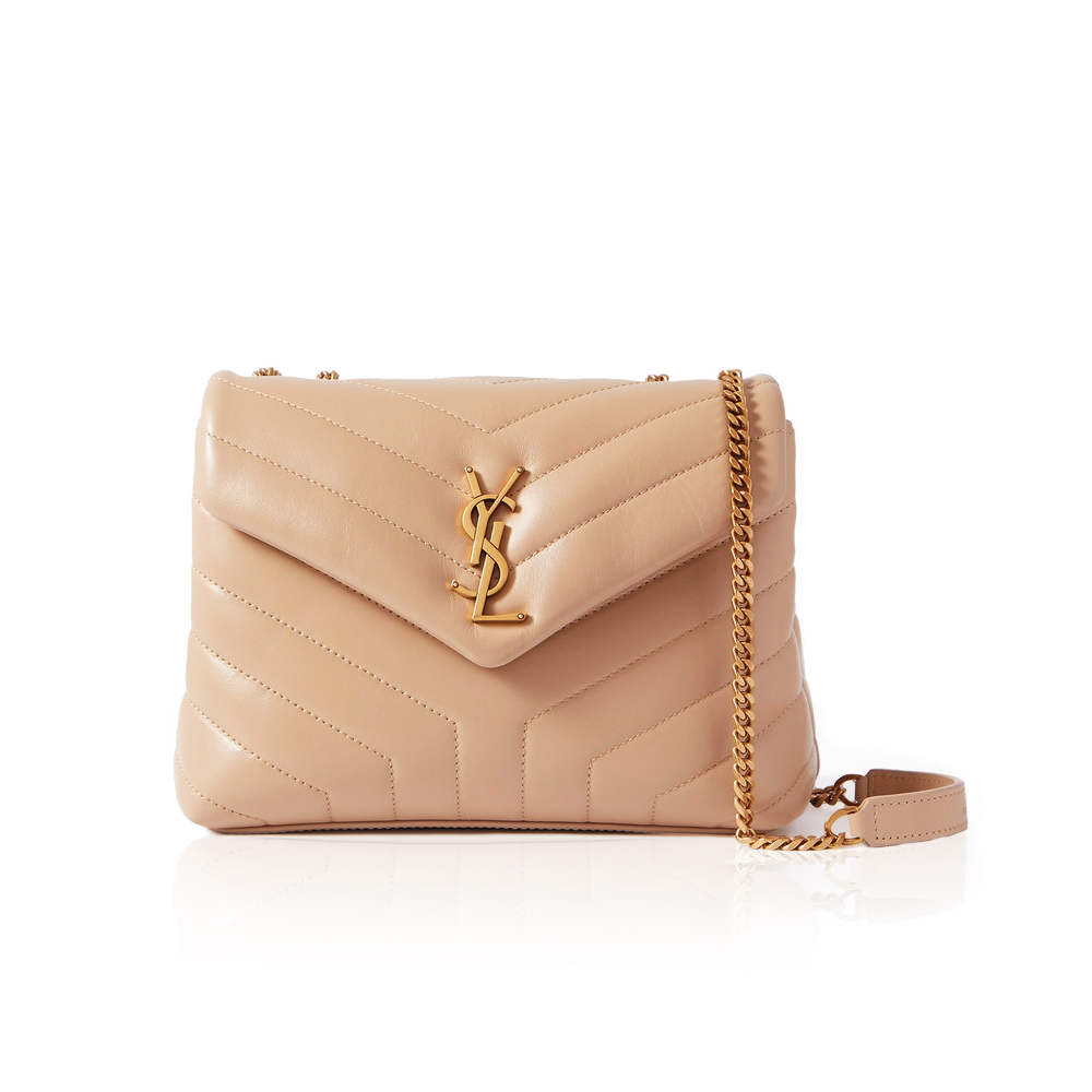 SAINT LAURENT Loulou small quilted leather shoulder bag beige