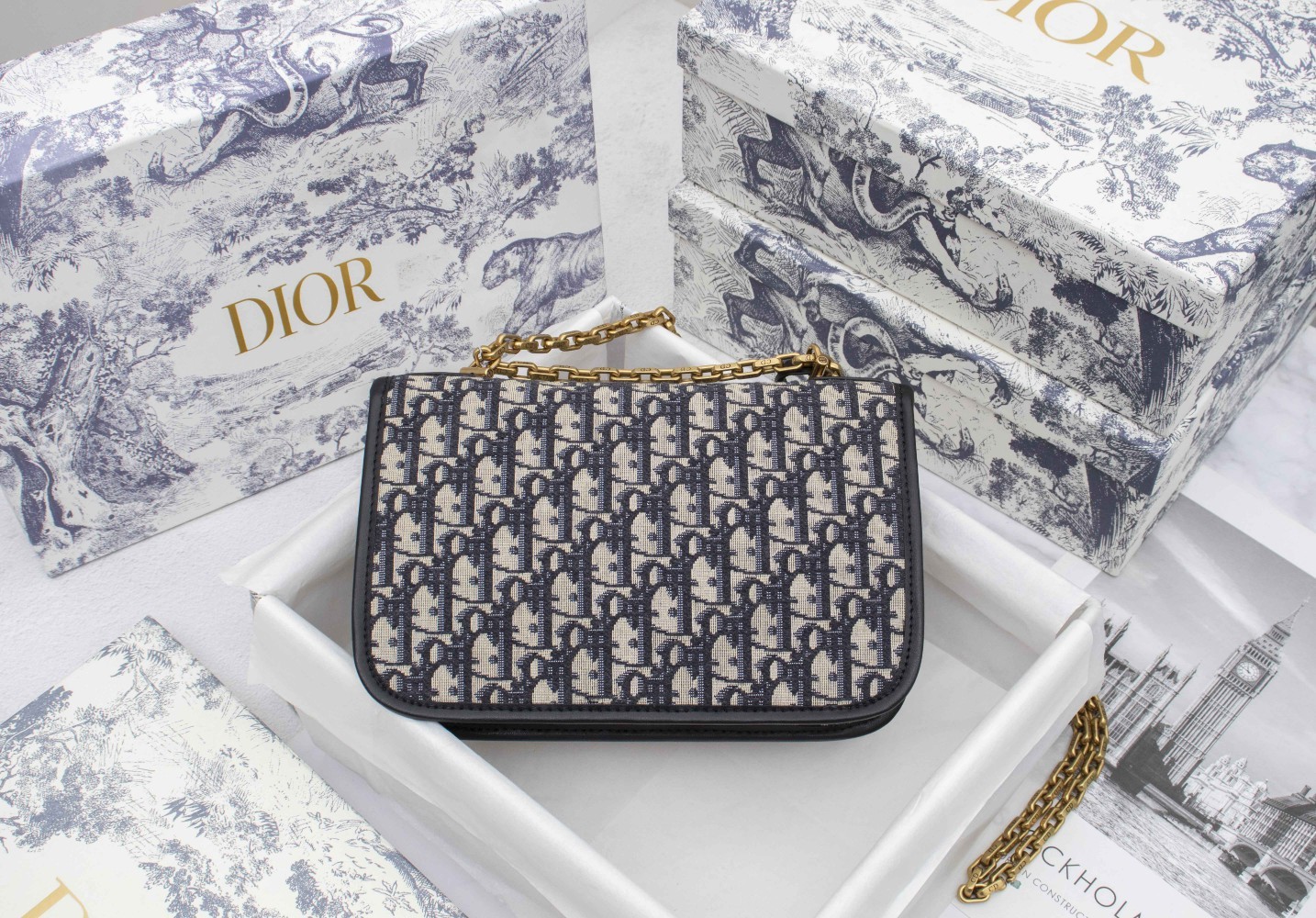 Dior Embroidery chain crossbody bag