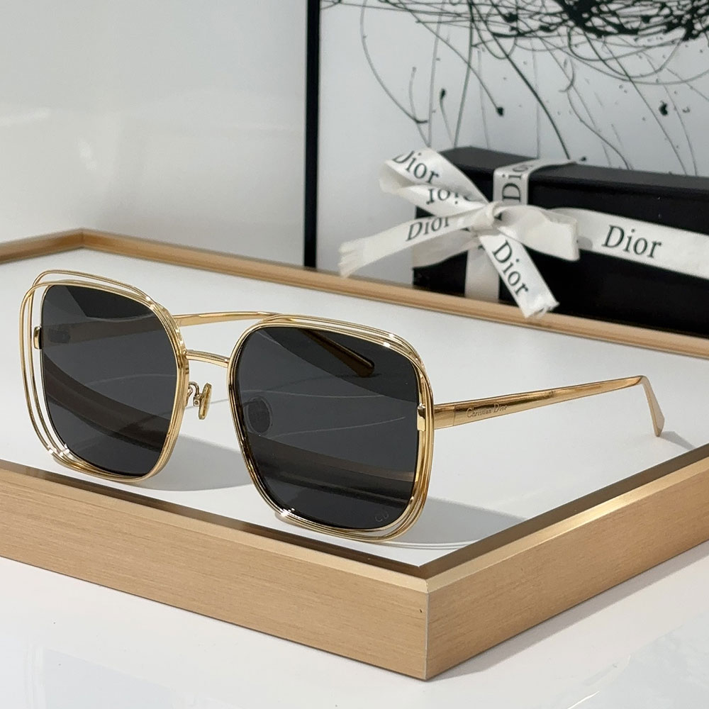 Dior Gold Metal Gold Frame Fashion sunglasses Top quality