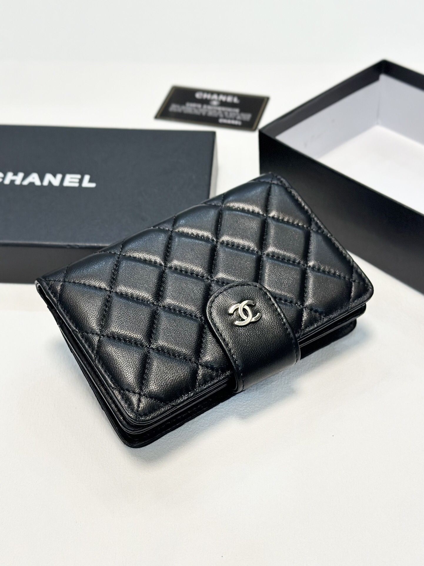 Chanel Lambskin Quilted Coin Purse Card Holder
