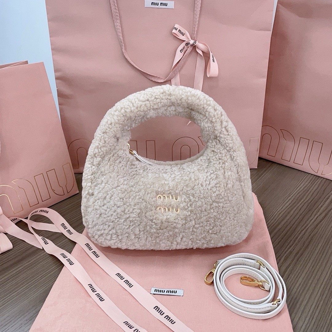 Miumiu Wander Small Shearling Crescent Bag