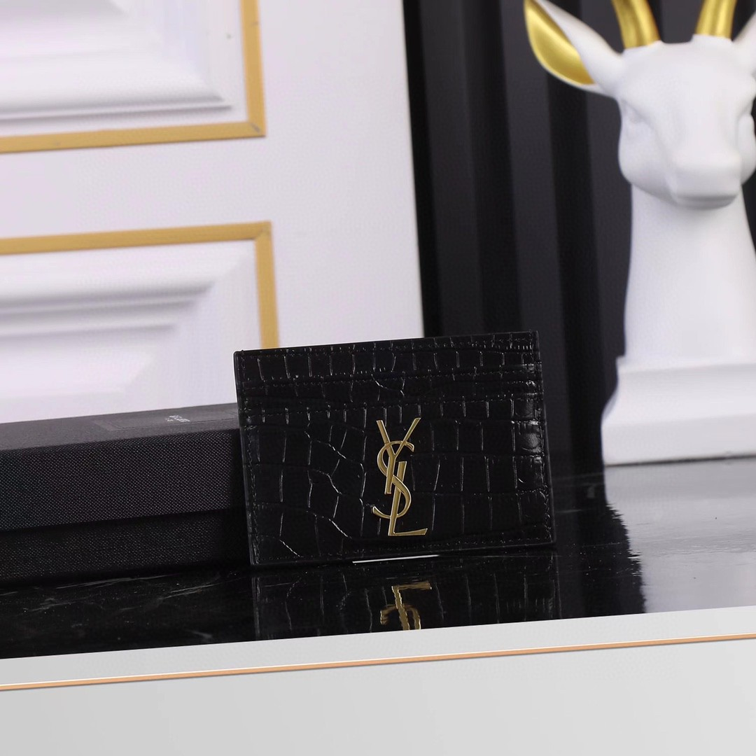 Saint Laurent YSL Crocodile Print Card Bags